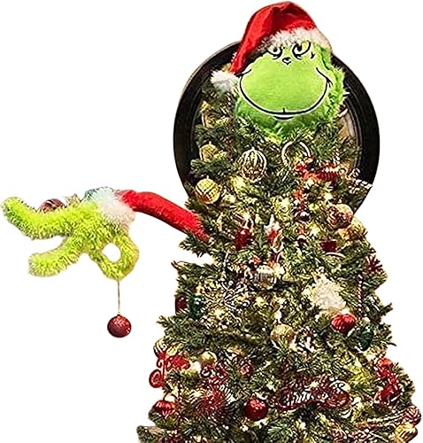 Miniatura 7 de Decoración para árbol de Navidad, estola, cabeza de elfo de Navidad, brazos y patas de relleno pegadas para árbol de Navidad (verde, patas de elfo 1)