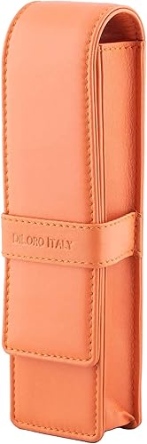 Miniatura 4 de DiLoro Estuche doble de cuero para lápices para dos bolígrafos y lápices estilográficos (naranja)