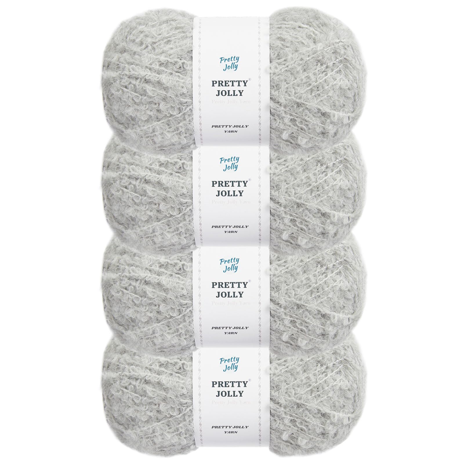 Hilo boucle gris Pretty Jolly para tejer crochet 4 madejas de 140m para manualidades de punto