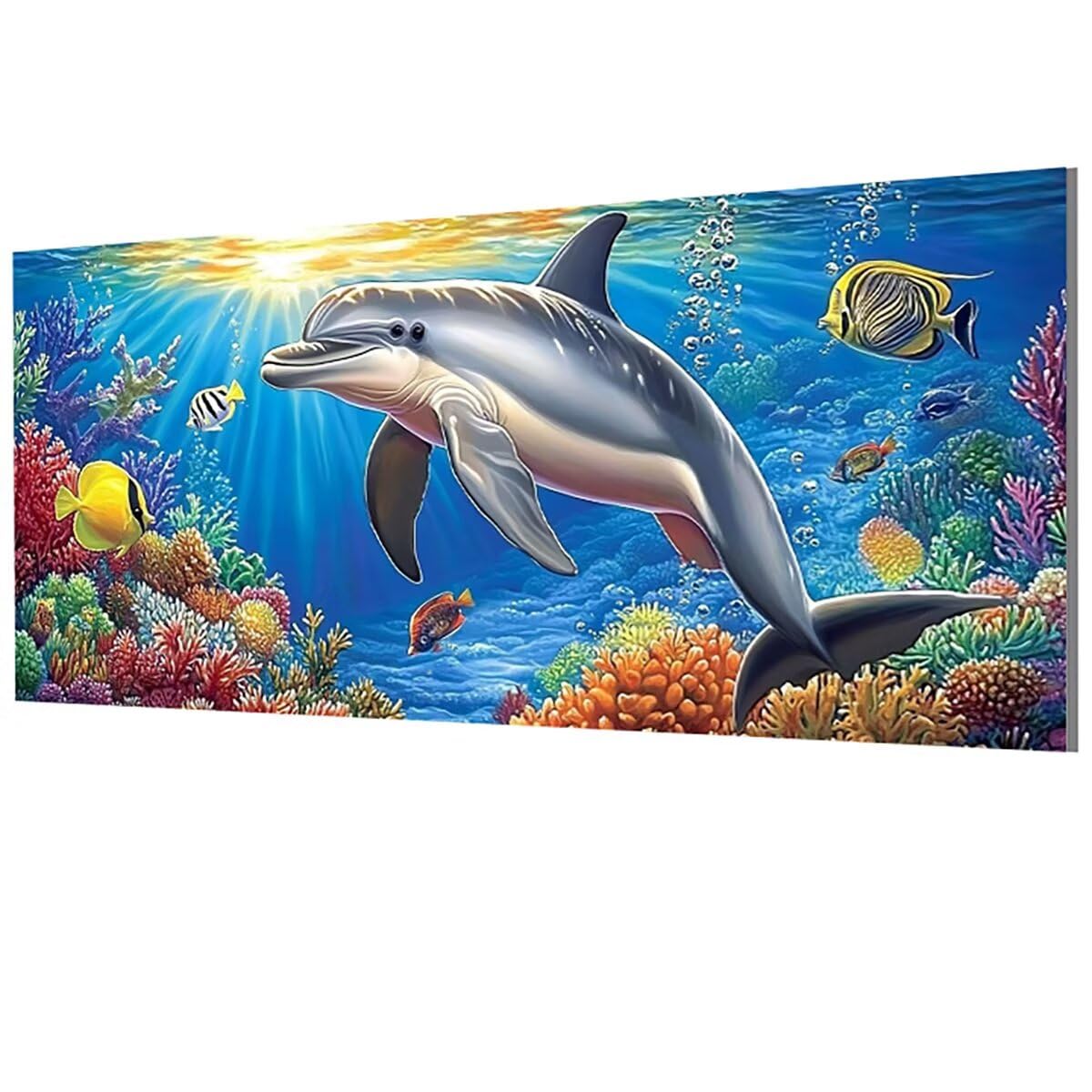 Kit De Pintura Por Números Delfines Azul 40x50 Cm - Incluye Pinturas Y Pinceles, Para Adultos Y Niños