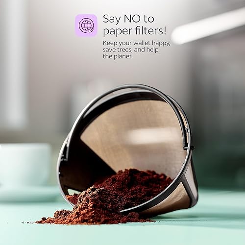 Miniatura 7 de GoodCups Paquete de 2 filtros de café reutilizables con cono #4 para cafeteras Cuisinart de 10 a 14 tazas (DCC-3200, DCC-1200, DCC-3400) y cafeteras