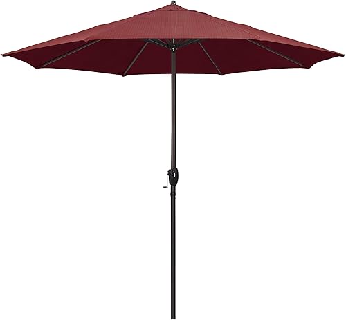 Vista 69 de Sombrilla California Umbrella de 9 pies, de olefina, con inclinación automática y mástil de aluminio bañado en bronce, Rojo, Rojo