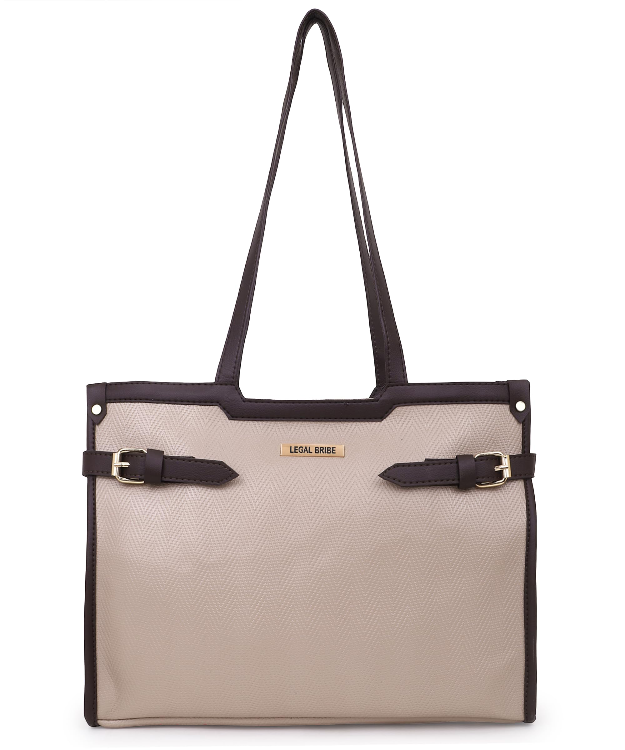 LEGAL BRIBE Stylish Buckle Tote Bag (Cream) 2