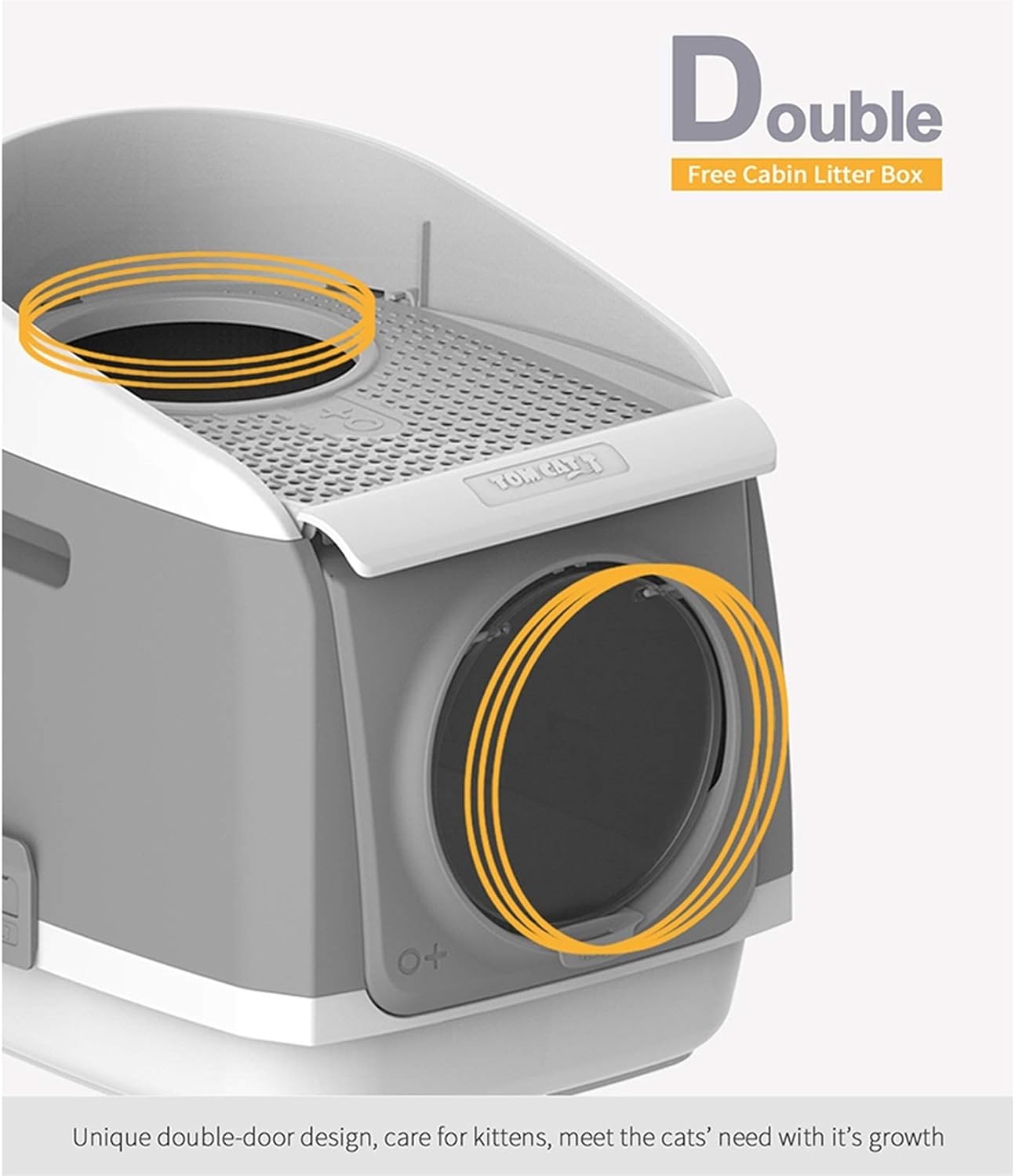 Cat Litter Box Closed Double Door Folding Cat Potty Tasteless Cat Litter Basin Pet Supplie 45.9cm×54.9cm×49.2cm Cat Litter Pan (Pink)