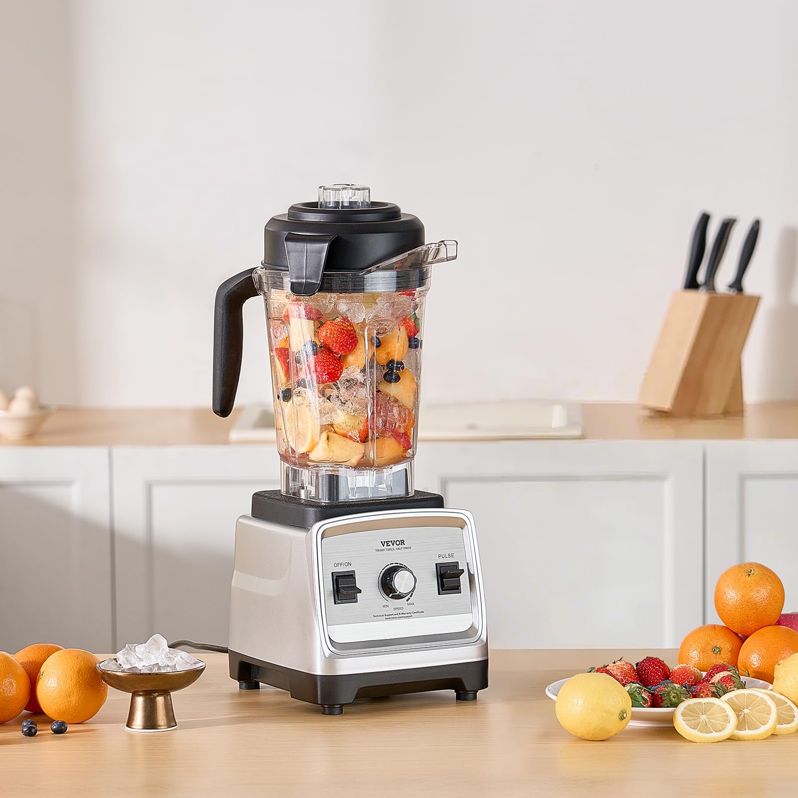 VEVOR Blender do napojów mrożonych 85 uncji 1600 W, blender elektryczny z mocnym silnikiem, wielofunkcyjny mikser do przetwarzania żywności do smoothie do soków do kuchni baru restauracji