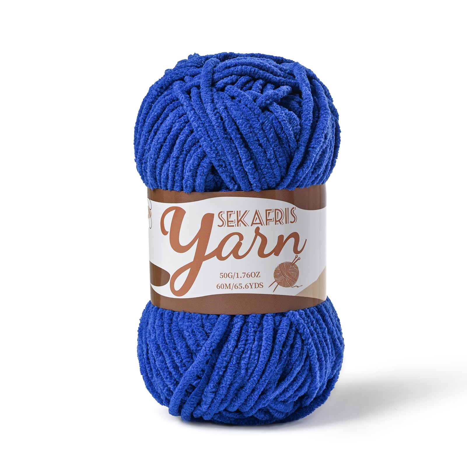 Chenille Yarn for Crocheting Plush Blanket Crochet Yarn Sapphire Blue