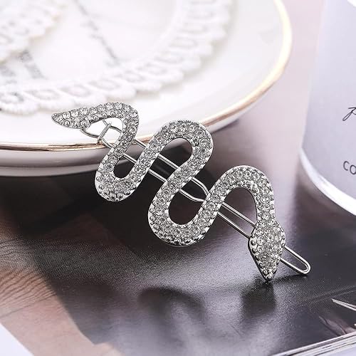 Miniatura 3 de Juego de pinzas de metal para el pelo de serpiente de aleación con diamantes de imitación brillantes, accesorios de joyería para el cabello para