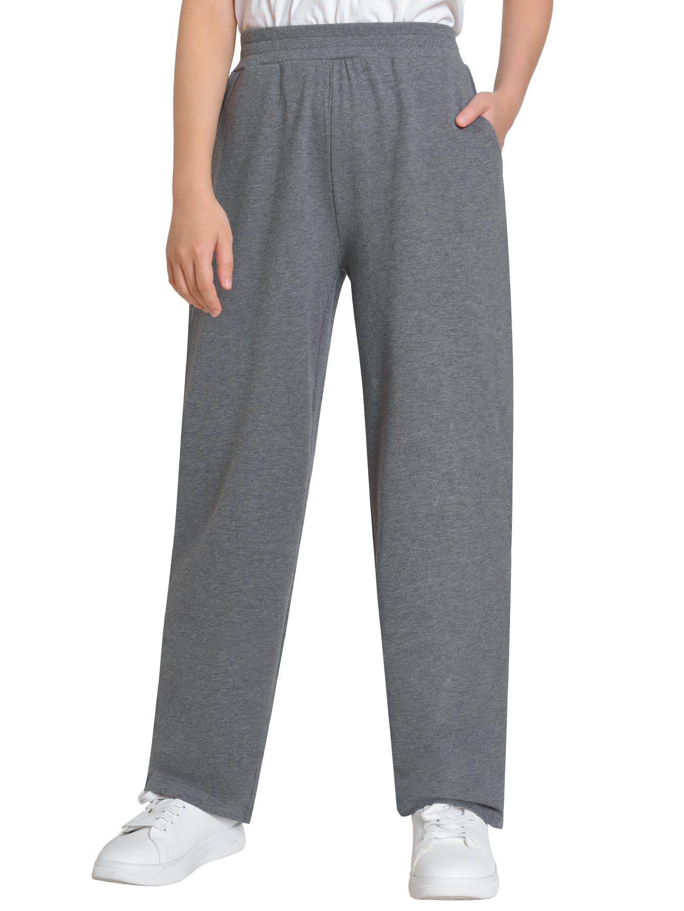 Weintee Women's Petite Cotton Pull On Pants with Pockets