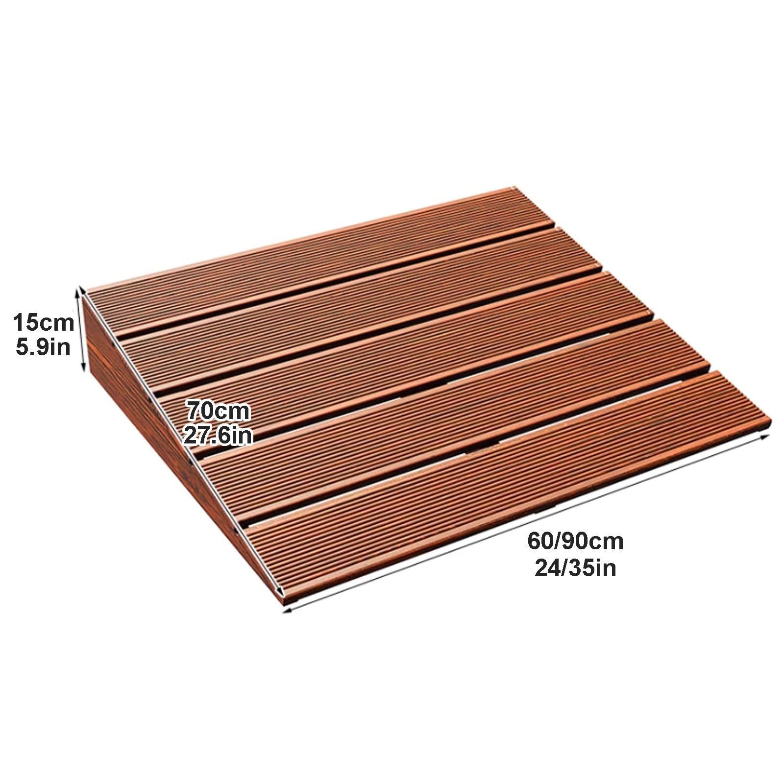 Rampe di Soglia in Legno, Rampe Antiscivolo per Porte, Gradini Resistenti per Sedie a Rotelle, Auto, Biciclette e Scooter per Disabili(70x60x15cm/27.6x24x5.9in)