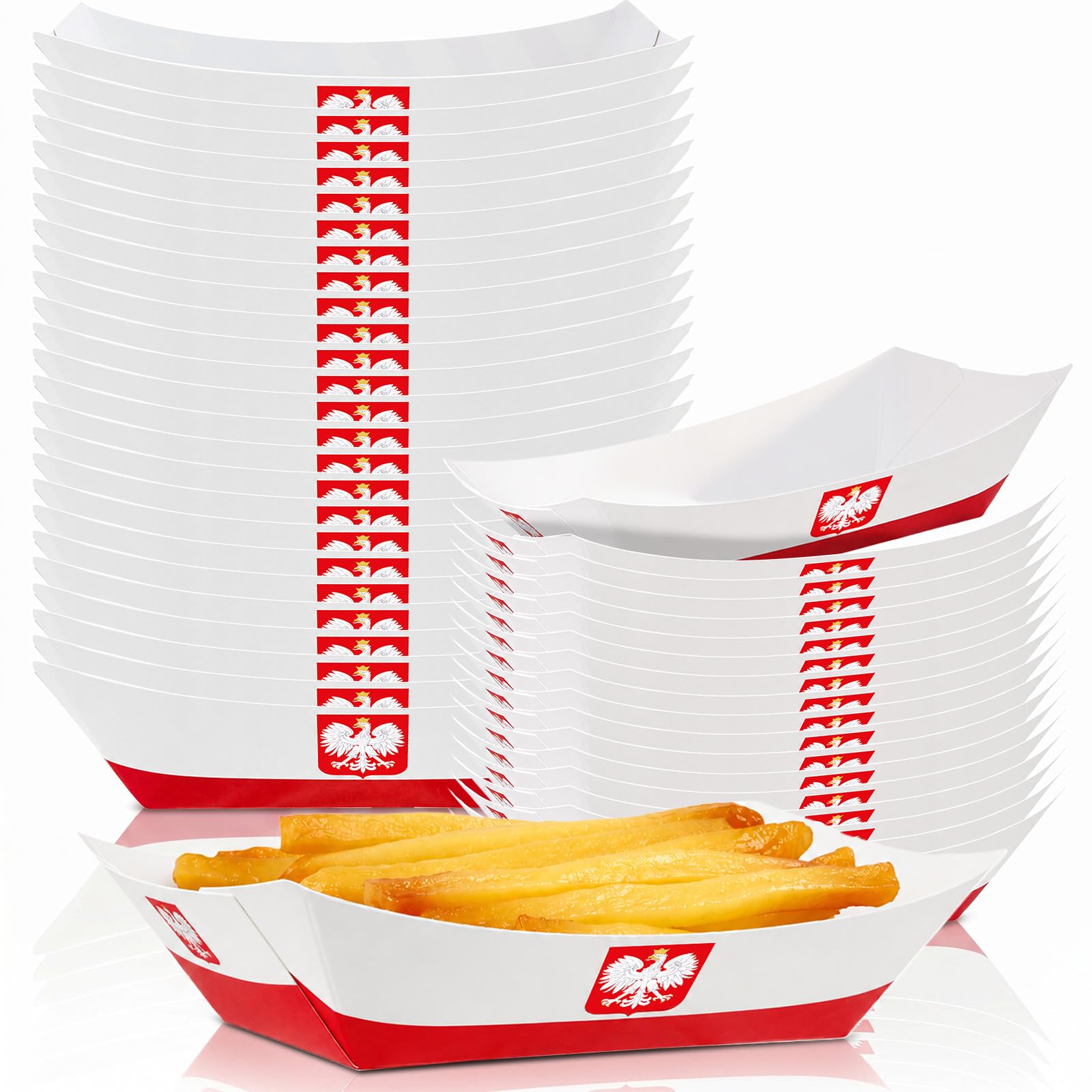 60Pcs Poland Flag Party Supplies Paper Food Trays Bulk