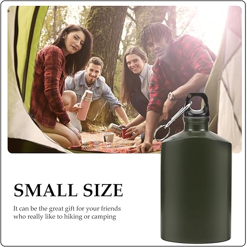 Miniatura 6 de Toddmomy Accesorios de camping Plana Botella de agua de aluminio portátil con gancho Resistente al desgaste Viajes al aire libre Senderismo Deporte