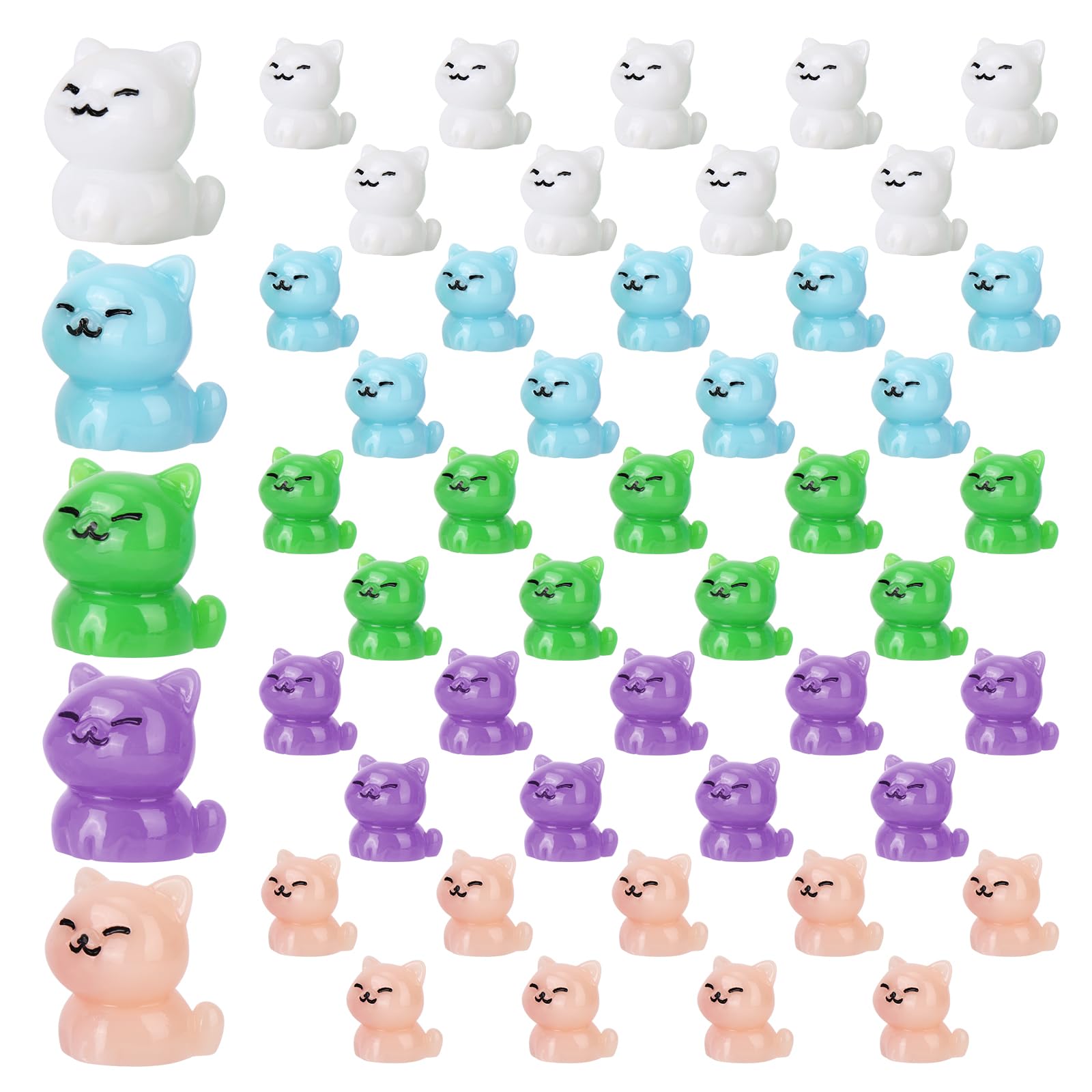 Tinoaly 50pz Gattini in Resina Mini, 5 Colori Piccoli Gatti Nascondere Carine Miniature Gatti Piccole Statue Gattini per Accessori Cruscotto Giardino Decorazioni Casa Bambole Regali Artigianali