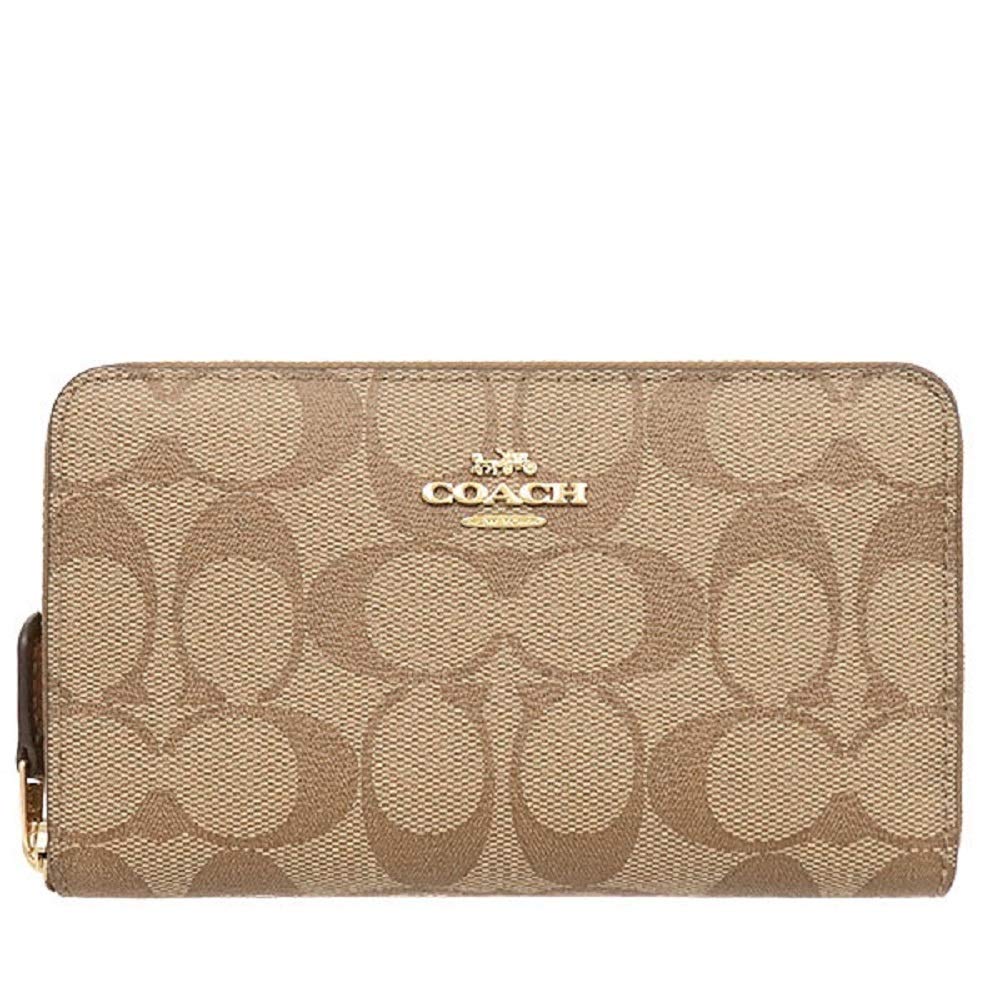 Buy Coach Medium Zip Around Wallet in Signature Canvas (Khaki/Saddle