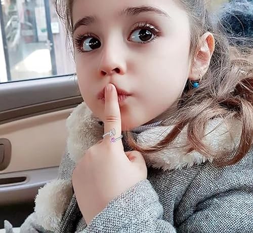 Miniatura 3 de AILAAILA Anillo ajustable de letra inicial de la A a la Z Anillos de piedra natal de 1 a 12 meses para niñas y mujeres Anillo apilable