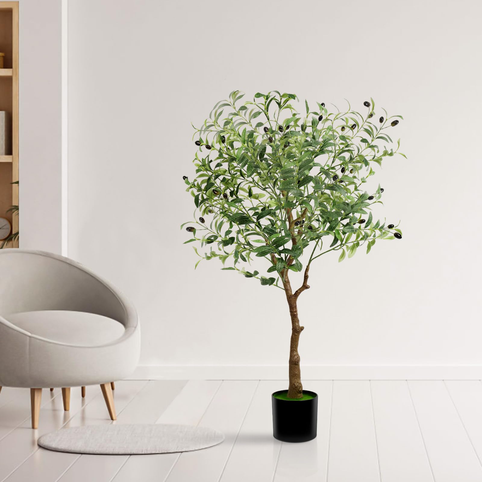 KUOGAS Ulivo Finto da Interno, Pianta Artificiale da 120 CM, Grande Olivo Artificiale Adatto per la Decorazione dell'Ufficio della Camera da Letto del Soggiorno