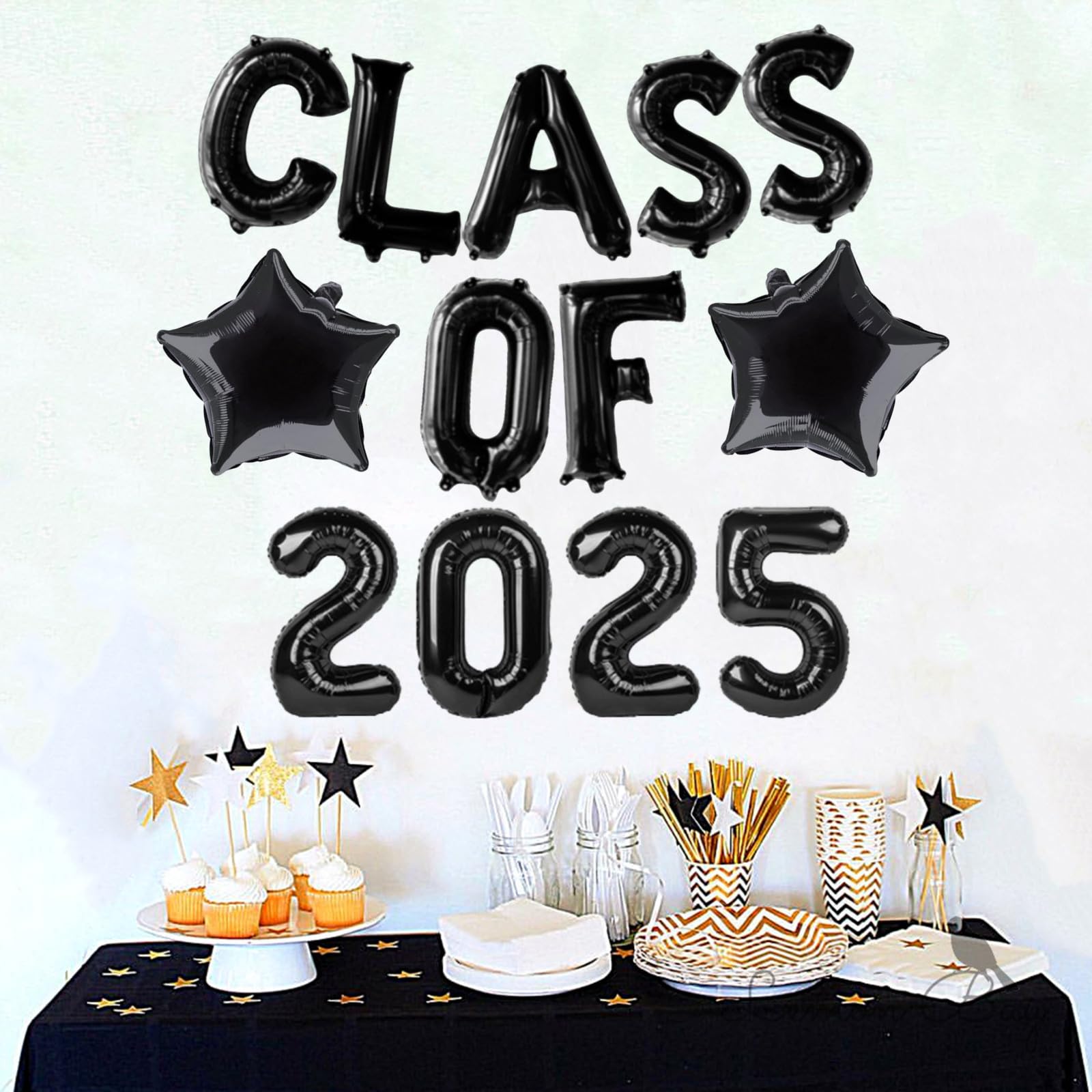 bng-bng Class of 2026 Balloons Banner,Graduation 2026 Foil Balloons 16inch,Class of 2026 Banner for 2026 Graduation Party Decorations Black Gold - Image 2