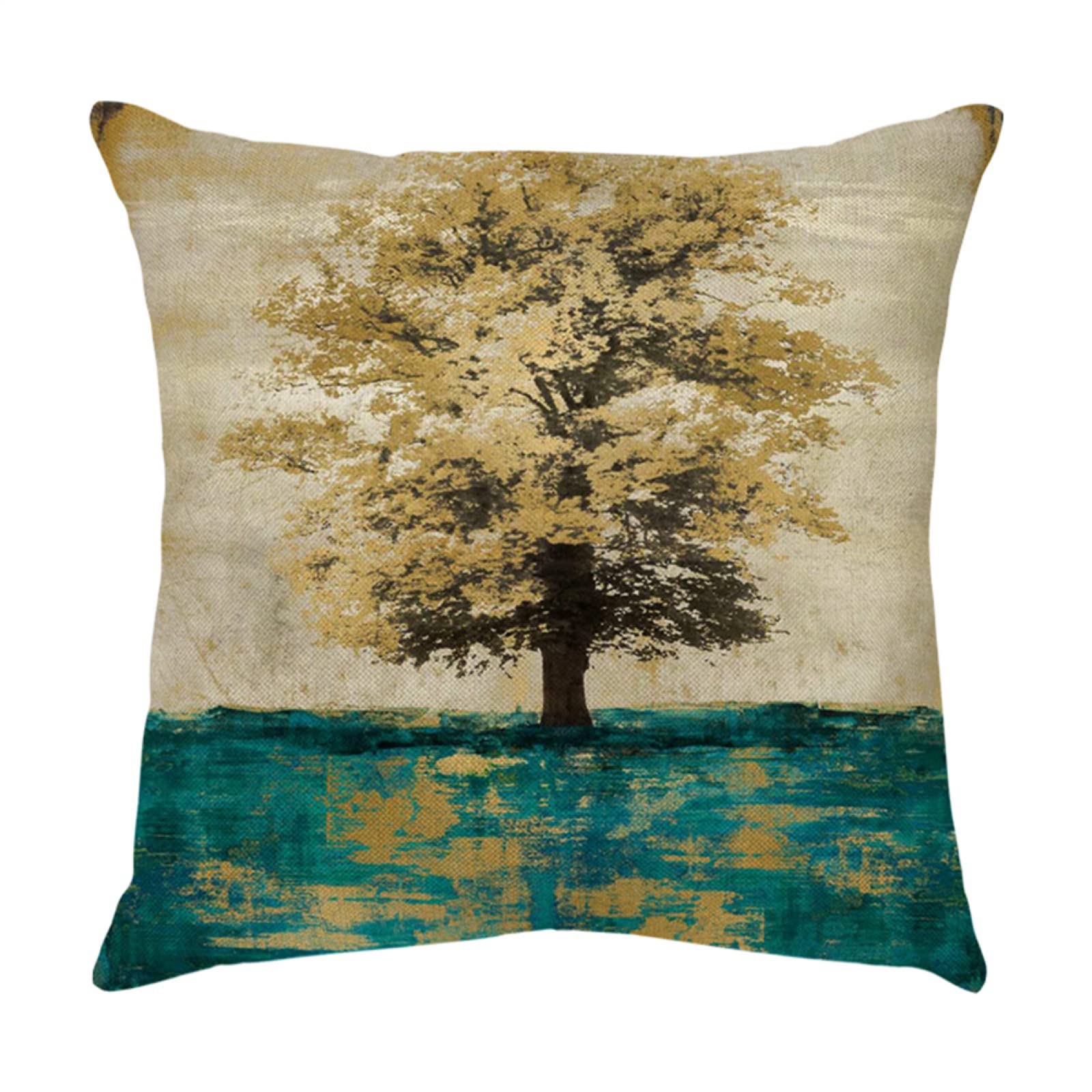 4 Piezas Funda de Almohada Arbol Gris Fundas de Cojín Terciopelo Sencillo y Decorativo para Sofá Camas Dormitorio Coche Lino Cojines Throw Pillow Covers 80x80cm/32x32 Inch