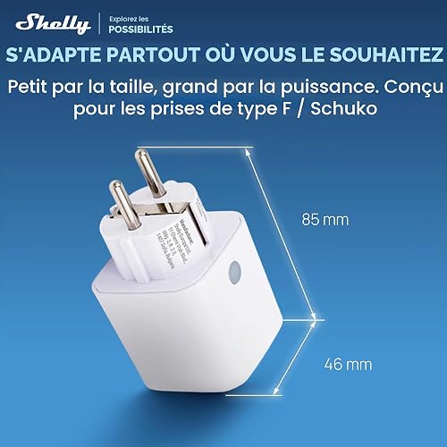 Shelly Plug M Gen3 Blanc – Prise connectée Matter et Wi-Fi, 13A (3000W) Type F, avec Mesure de consommation électrique, Compatible avec Alexa, Google, Home, Apple Homekit - Lot de 4 - 4