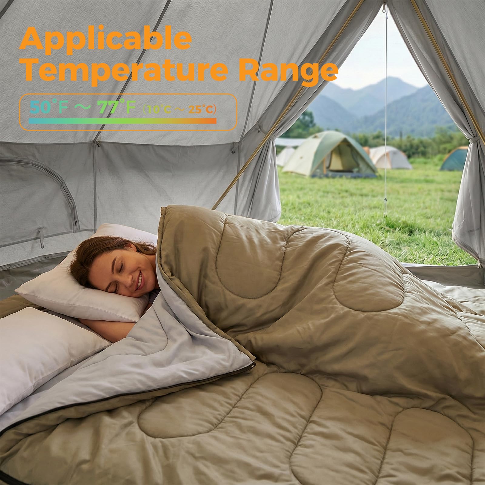 NEWBULIG Double Sleeping Bag for Adults, XL 2 Person Camping Sleeping Bag