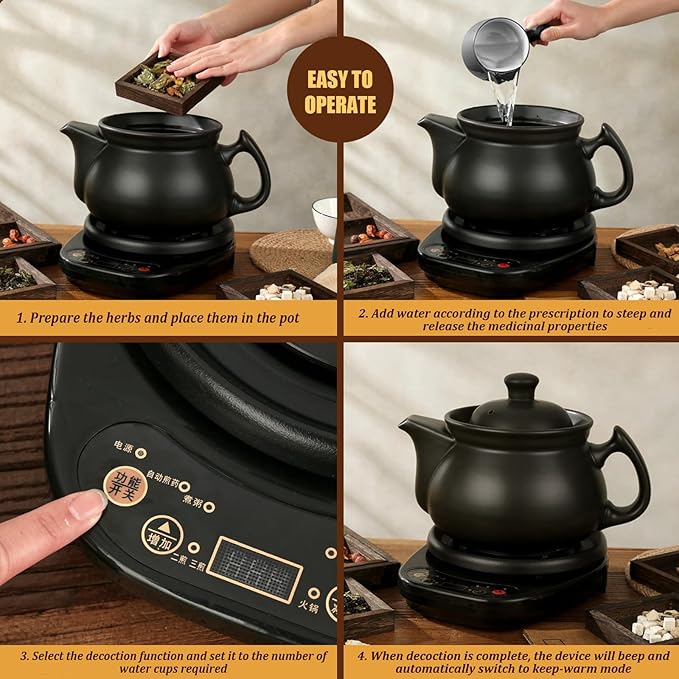 Olla Eléctrica para Medicina China, 2L, Negro, Automática con Función de Calor miniatura 8