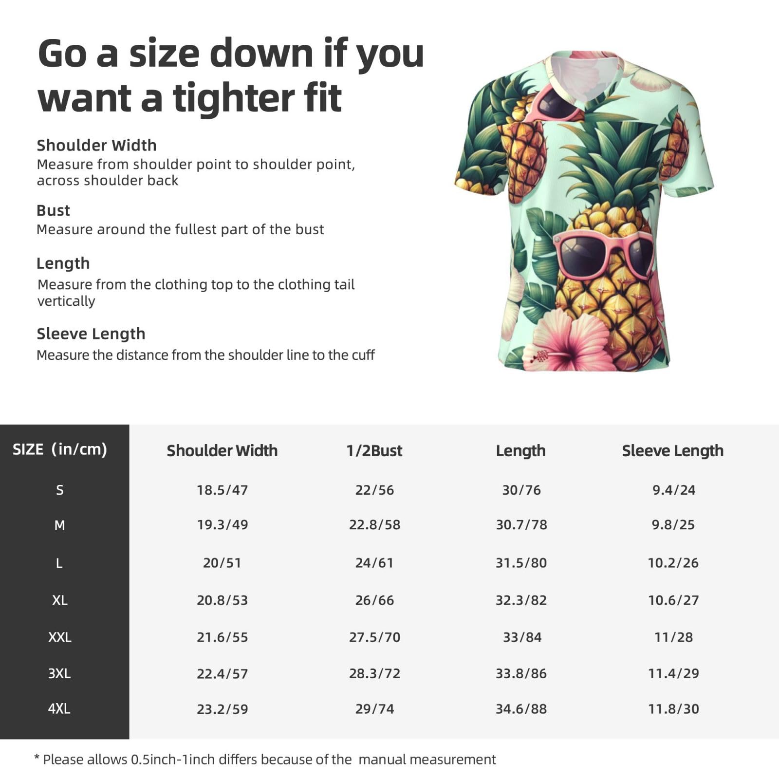 Stylish Athletic Sports Jersey Pineapple-with-Glasses-Flowers Men's Rugby Jersey Xx-Large