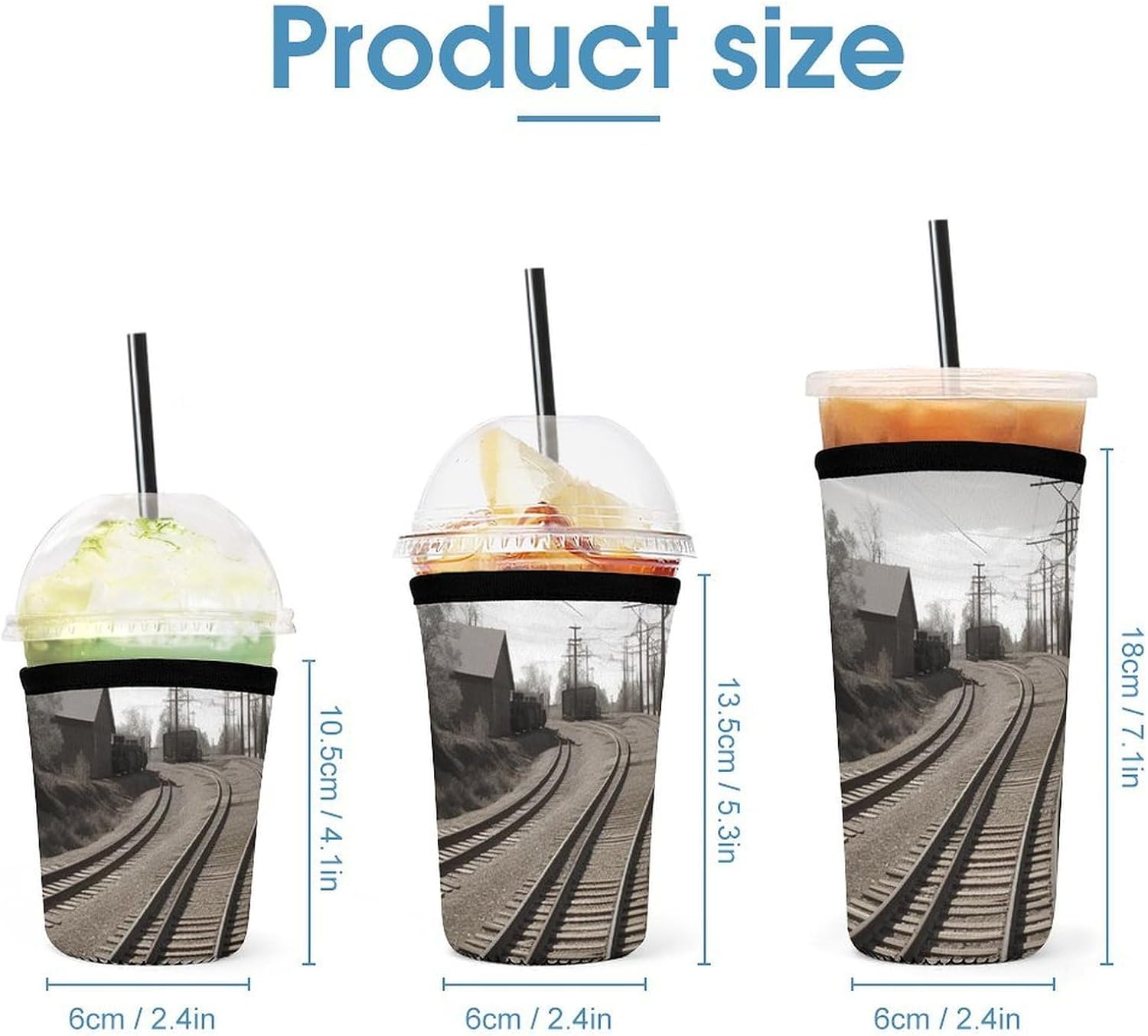 3 Pack Neoprene Cup Sleeves, Stretchy Reusable Drink Cup Cover Universal