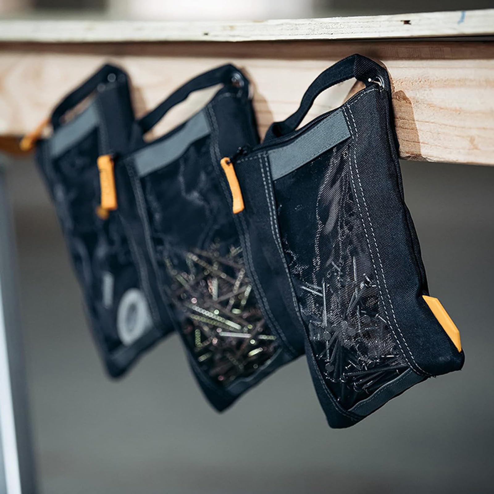 Juego de 3 bolsas organizadoras con cierre fuerte y pernos, tela impermeable y cinturones colgantes para jardinería, conveniencia, bolsa de herramientas con múltiples bolsillos
