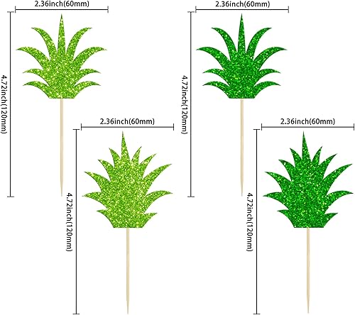 Miniatura 2 de Gyufise Paquete de 24 adornos para cupcakes de piña con purpurina y hojas de dona para cupcakes tropicales hawaianos con temática de Luau para baby