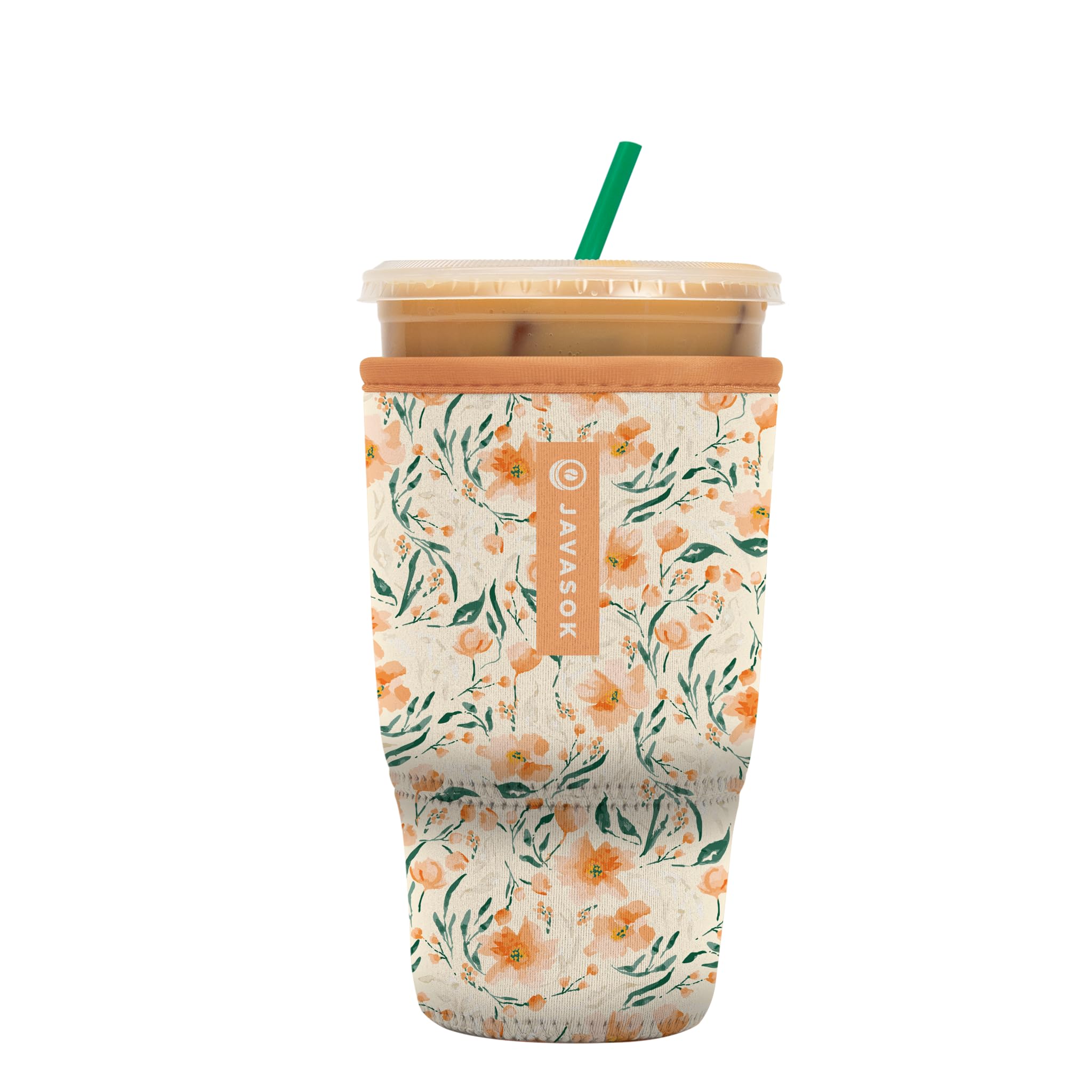 Sok It JavaSok Iced Coffee &amp; Cold Soda Insulated Neoprene Cup Sleeve (Blush Blossoms, Large: 30-32oz)