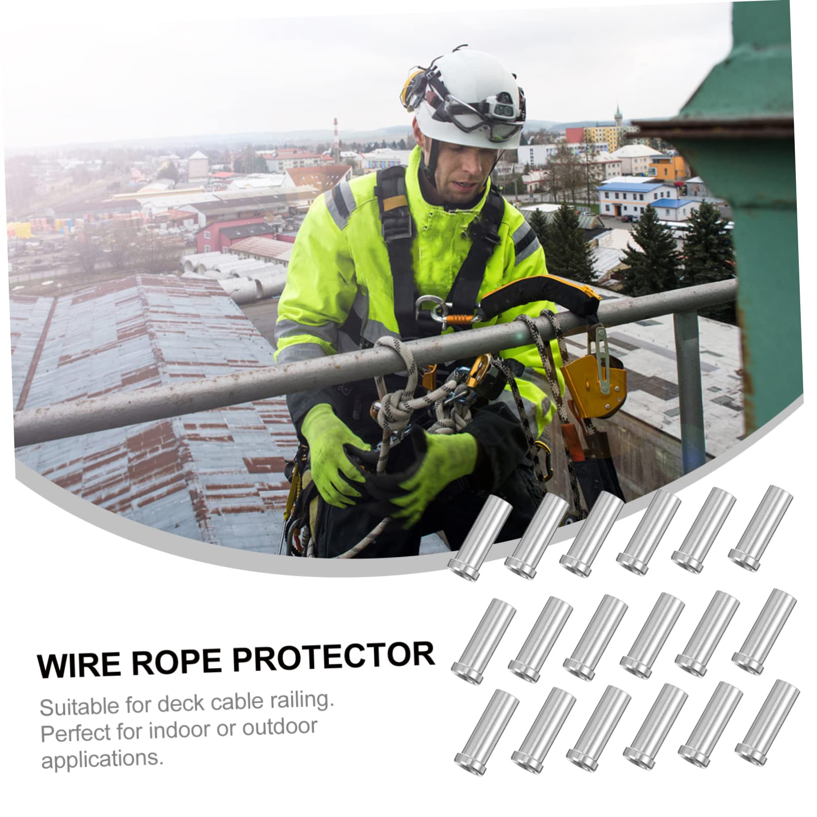 NUOBESTY Funda Protectora de Cable Acero Inoxidable para Barandilla de Terraza, 50 Piezas, Protege Cable y Mantiene Tensión Evitando Vibración en Exterior