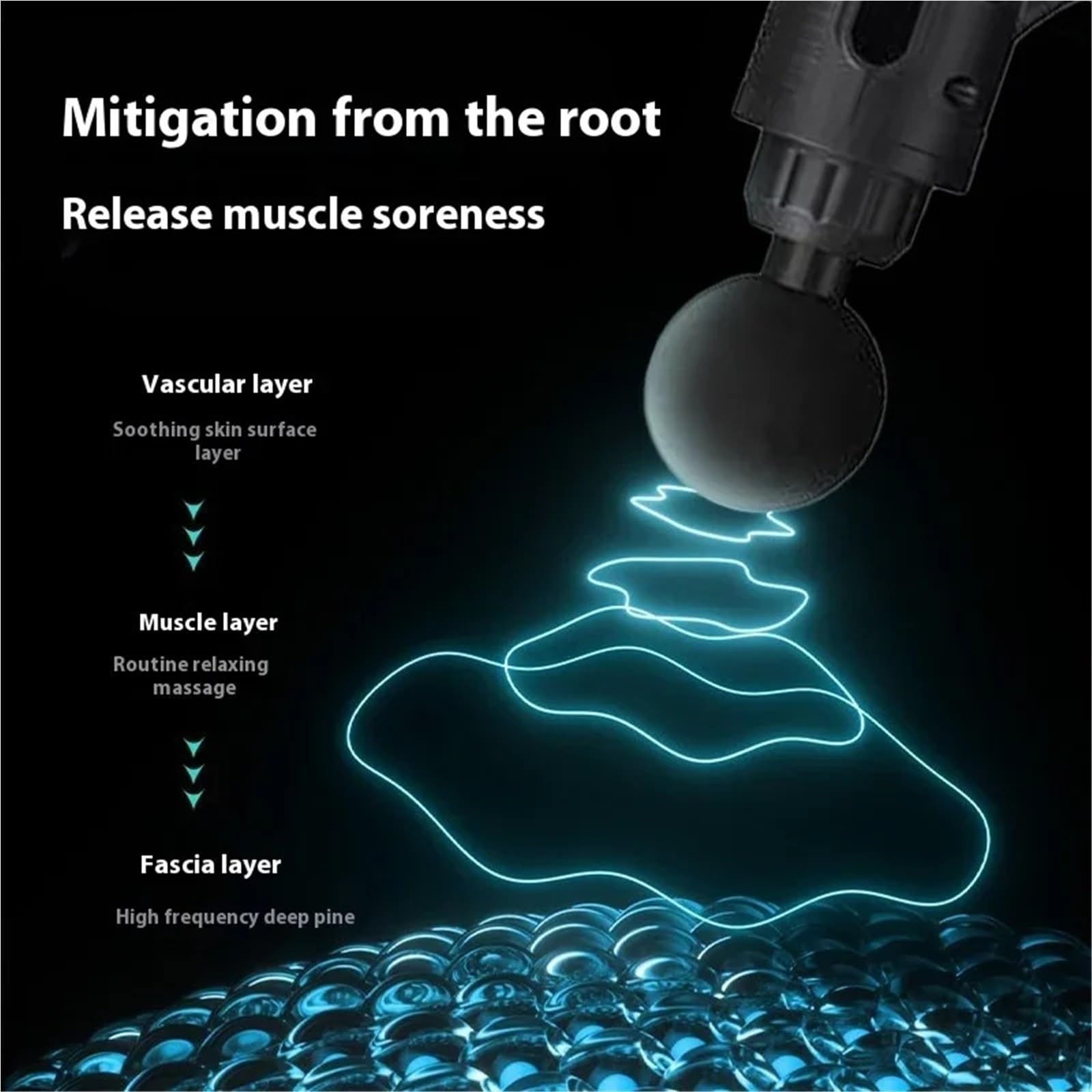 Pistola de Masaje, Masajeador De Impacto Masaje Vibración Pistola Fascia Funcional Multifuncional para Relajación Muscular