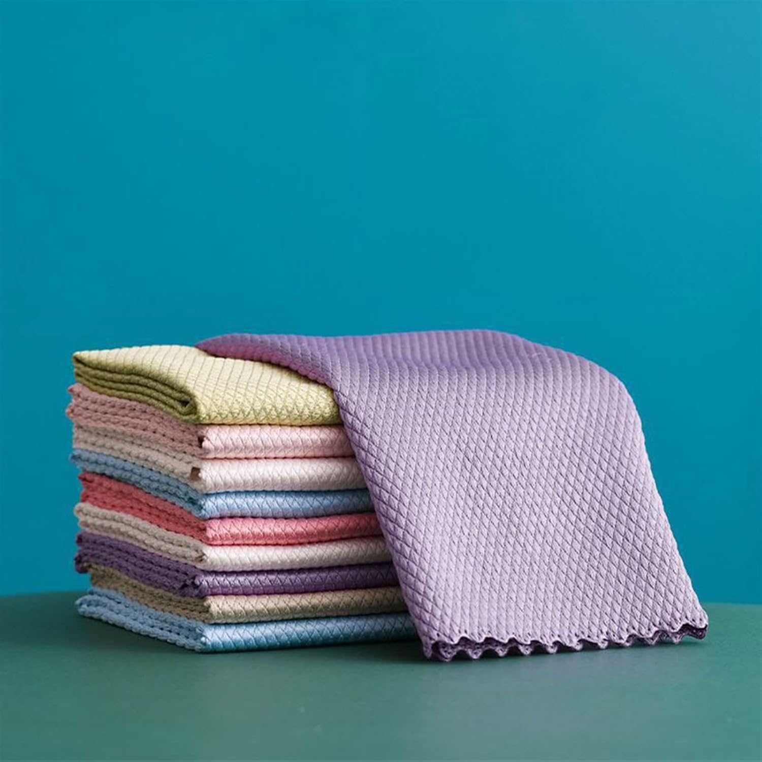 10pcs Kitchen Dishcloth Microfiber Cleaning Towel Glass Wipe Cloth Super Absorbent Househeld Clean Rags