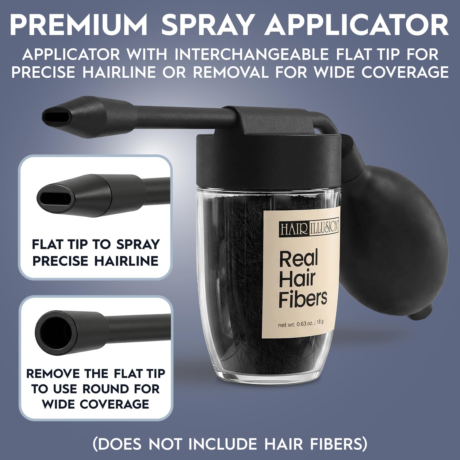 Hair Illusion Spray Applicator Removable Flat Tip designed to Spray Precise Hairline or Remove Tip For Round Sprayer And Wide Coverage (does not include hair fibers)