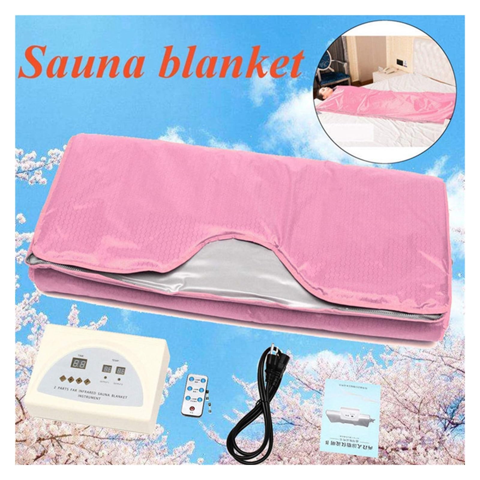 Manta de Sauna de Infrarrojos Janos, Manta Adelgazante for pérdida de Peso, Bolsa de de espino Amarillo for deshumidificación doméstica y Uso de Sauna fría(Pink)
