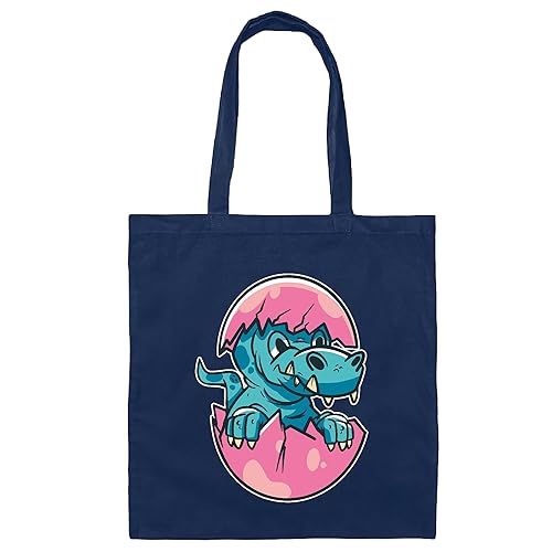 Animal Egg Coming Out of Egg Gift for Kids and Animal Lovers Navy Black Multicolor Canvas Tote Bag