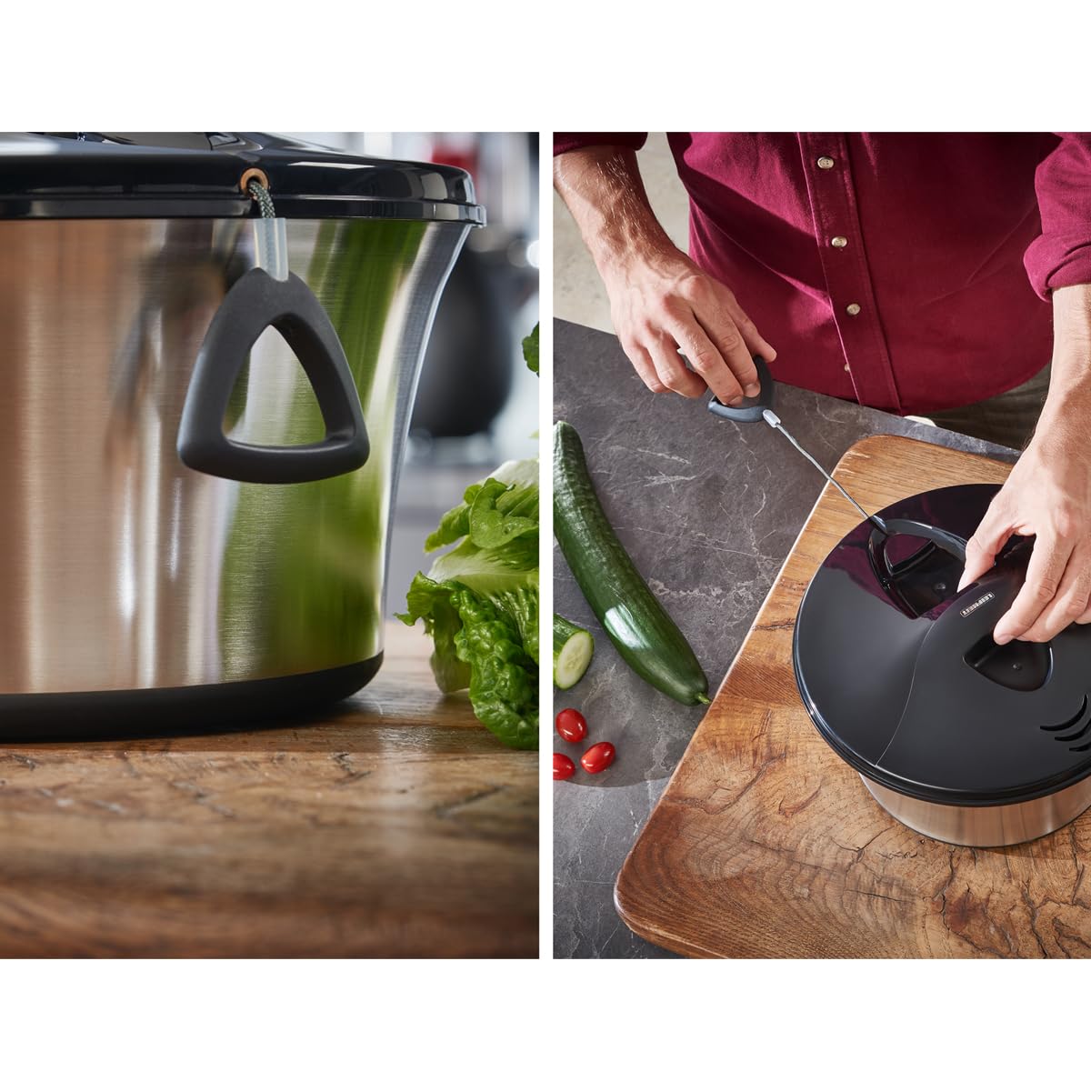 Leifheit Centrifuga Per Insalata Con Meccanismo A Trazione - 5,5 Litri, Multiuso E Lavabile In Lavastoviglie - Foto 4