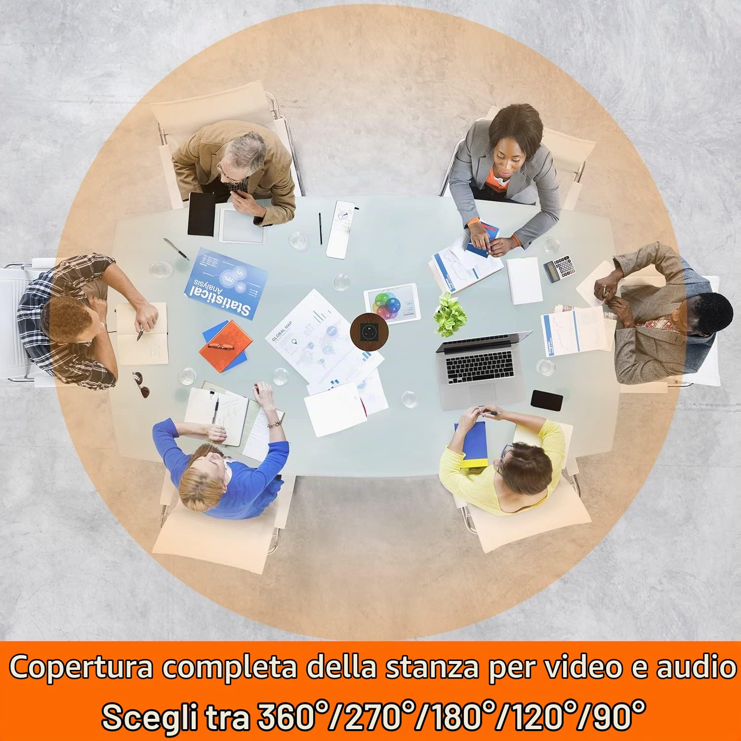 Innex Cube Webcam 4K 360° Videocamera Conferenza con IA Multimodale