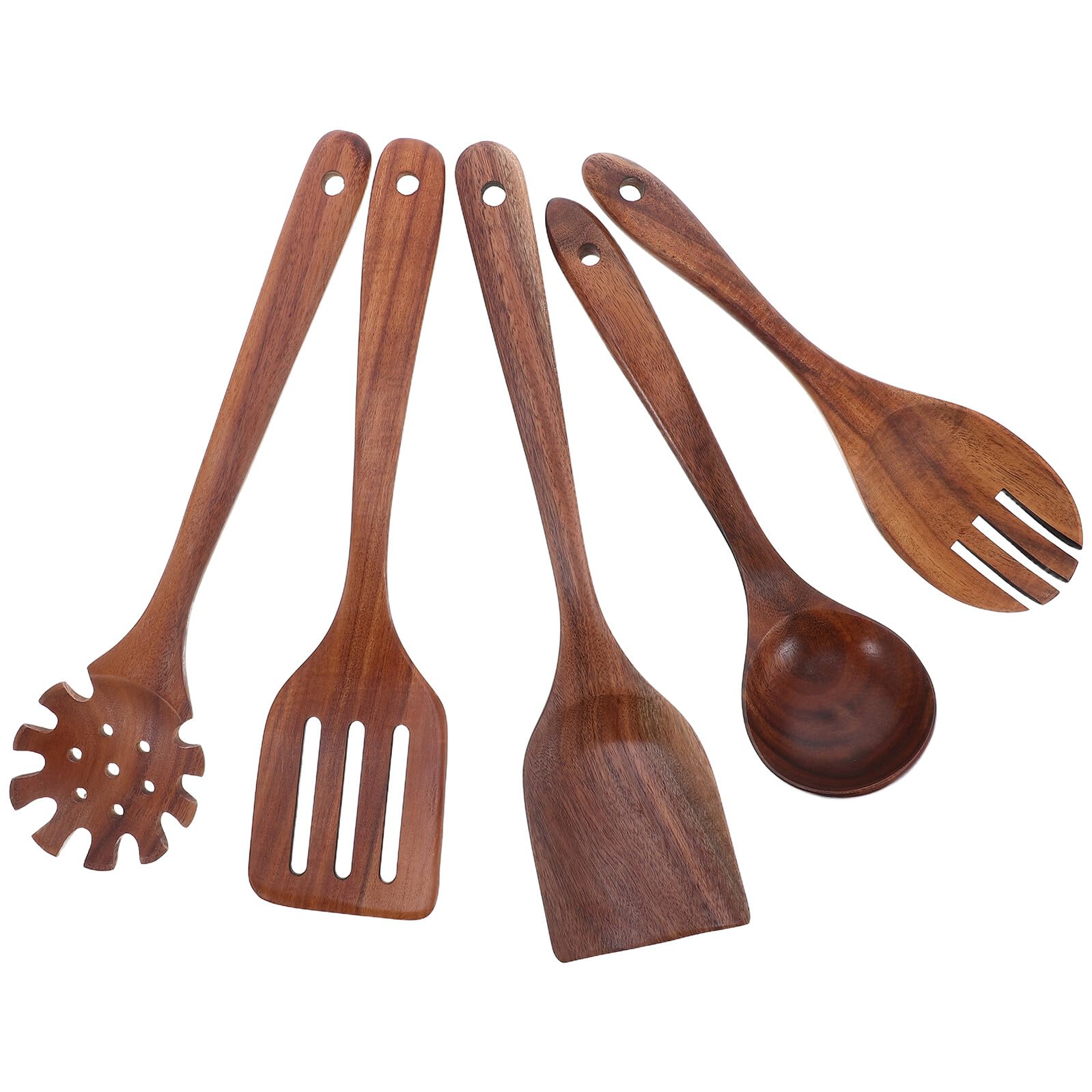 Gadpiparty Utensili da Cucina in Legno Cucchiai e Mestoli per Friggere e Mescolare Spatole in Legno per Padelle Antiaderenti Set di Spatole da Cucina Resistenti al Calore