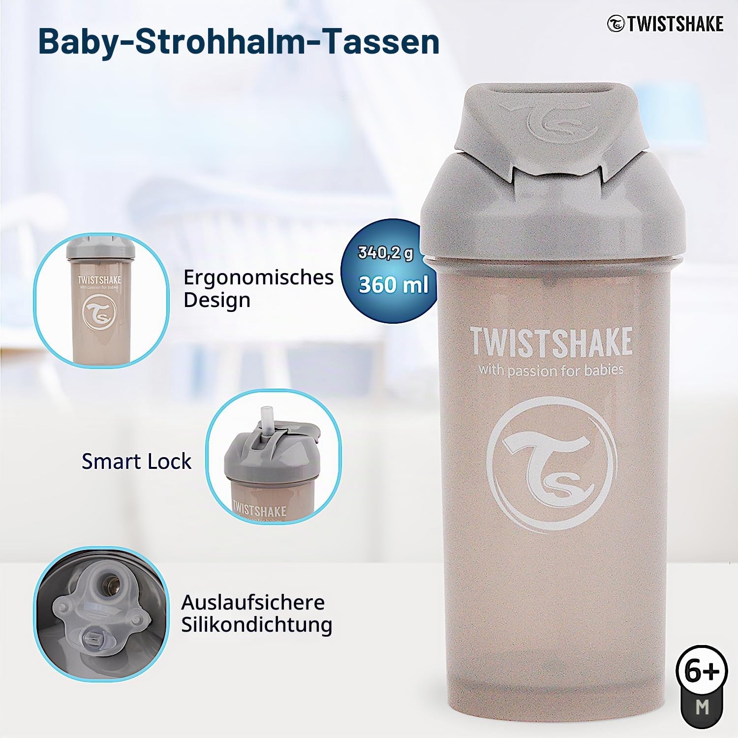 Twistshake Straw Cup | Baby-Schnabeltasse mit Strohhalm - 360 ml | Auslaufsichere Babywasserflaschen… – Ansicht 3