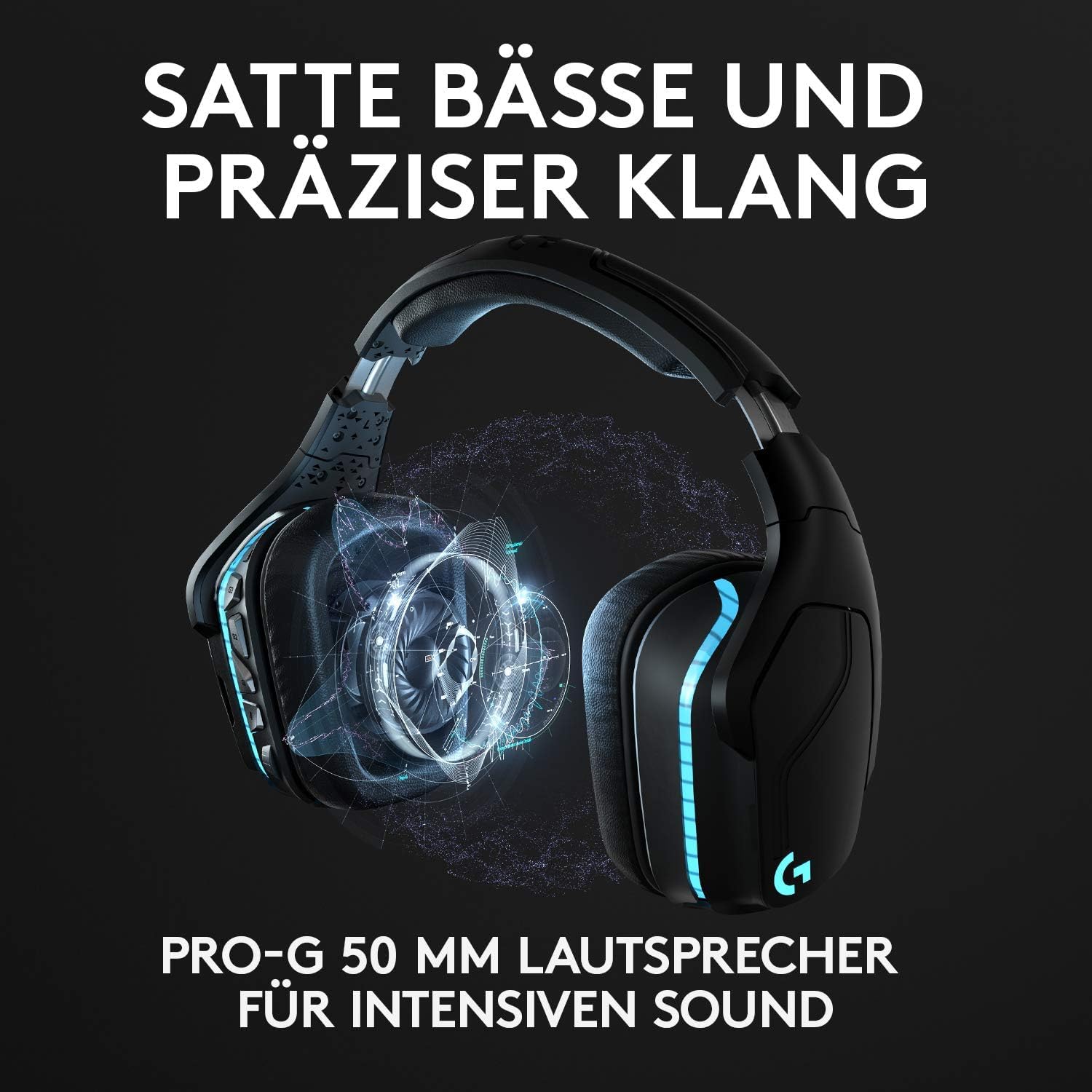 Natur Pur LieferAlles E.C. G935 bezprzewodowy zestaw słuchawkowy do gier z LIGHTSYNC RGB, 7.1 Surround Sound, DTS Headphone: X 2.0, sterownik 50 mm, połączenie bezprzewodowe, PC/Xbox One/PS4/N Switch