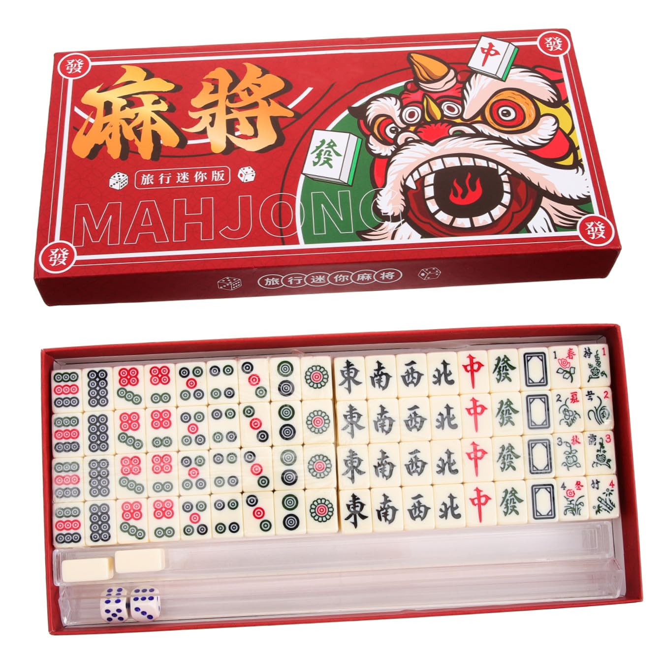 Mini Mahjong Set Tragbar Leicht mit Aufbewahrungsbox Klare Chinesische Spielsteine Praktisches Reise Party Spiel für Freunde und Familie Fördert Geduld und Koordination