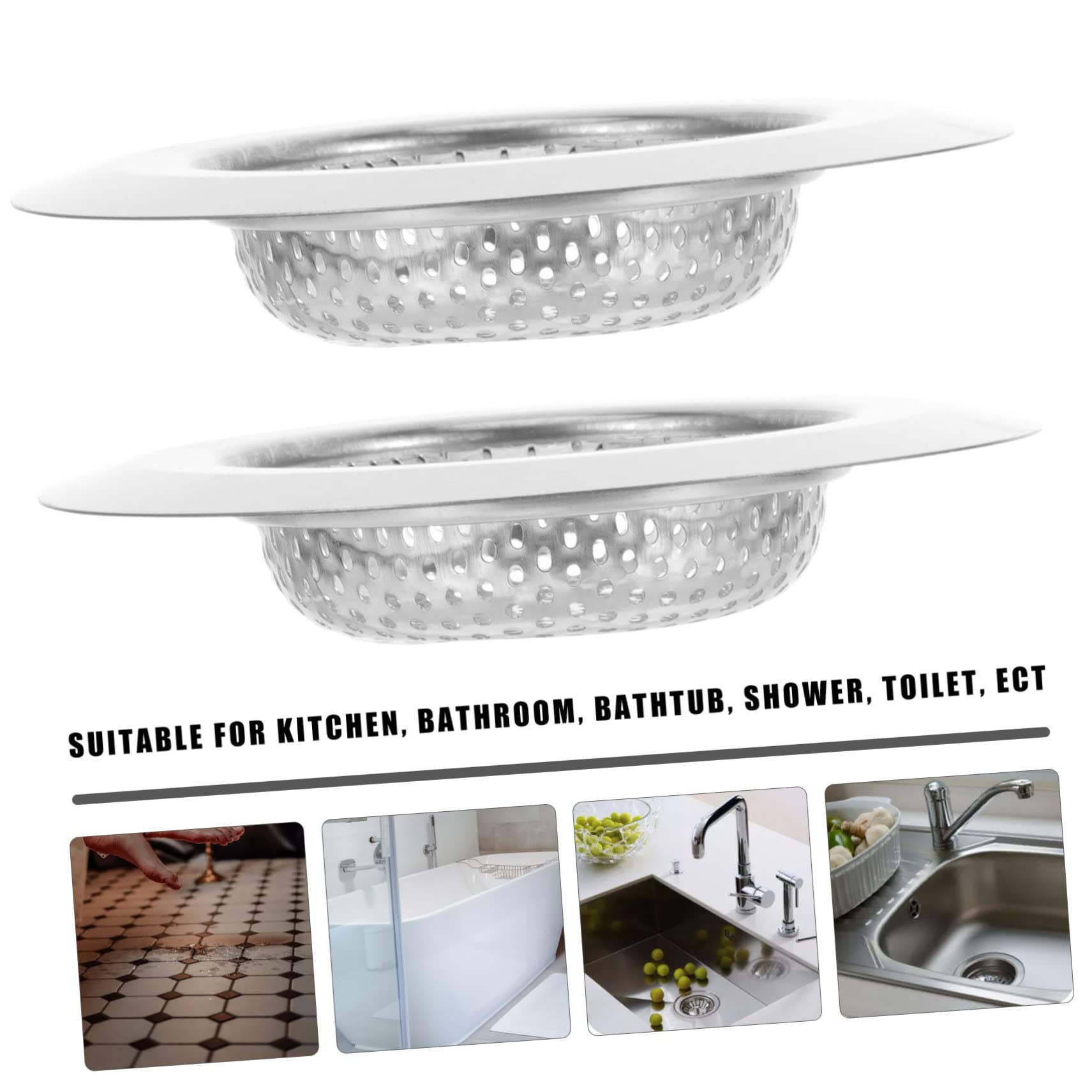 SHINEOFI 4 Sätze Abflusssieb Küchenspülen Filter Haarfänger Abflusskorb Für Waschbecken Badewanne Rostfrei Langlebig Einfach Zu Reinigen 2 Stück * 4