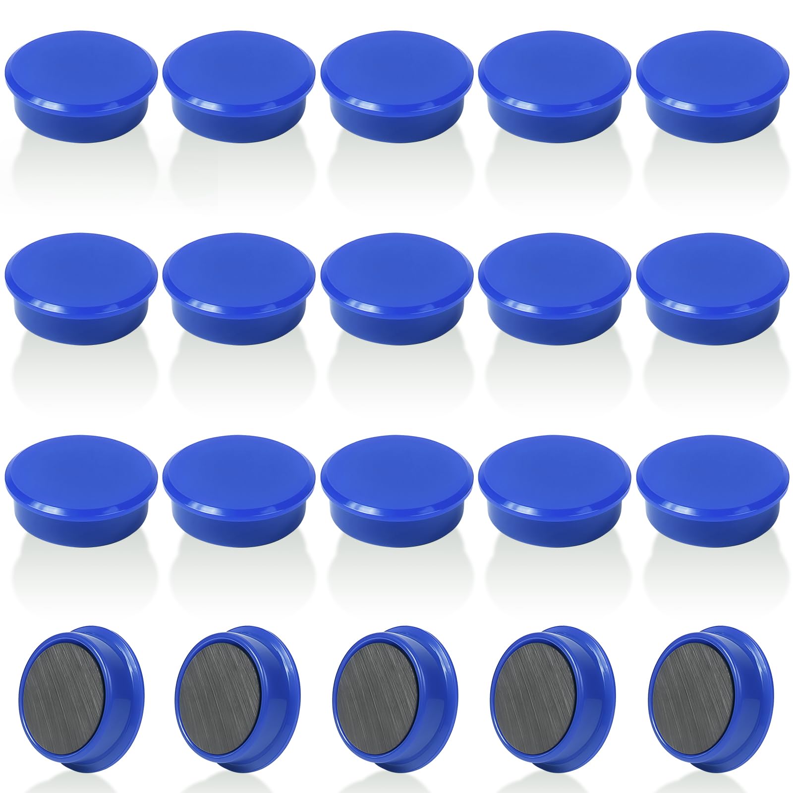 QOJOPU Fridge Magnets - 20Pcs Strong Magnet Heavy Duty Small Magnets for Whiteboard, Blue Mini Magnets for Crafts & Notice Board - Cute Decorative Round Magnet for Adults, Office, Kitchen, Classroom