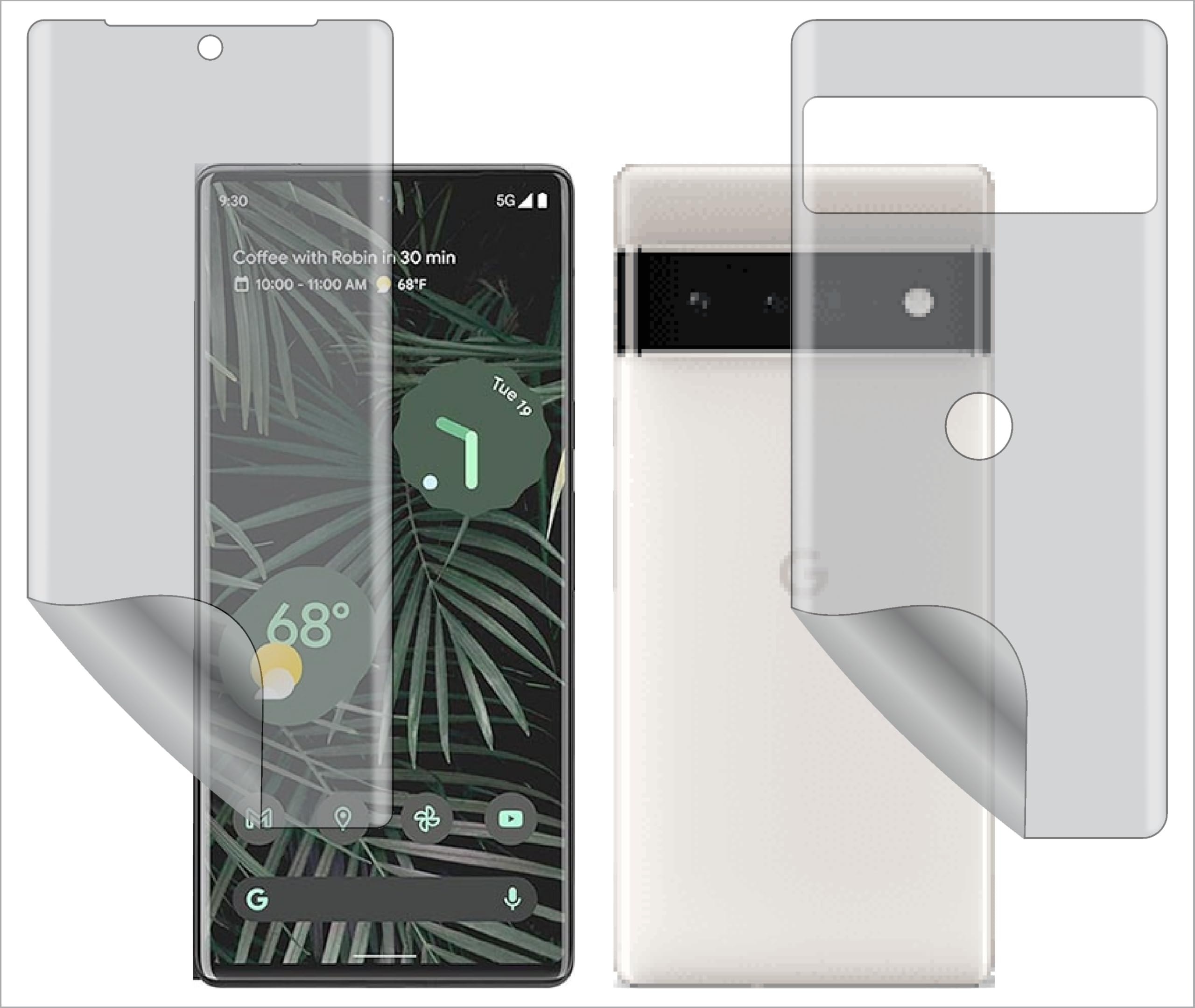 Front & Back Screen Guard Compatible With GOOGLE PIXEL 6 PRO 5G, Front Edge to Edge HydroGel TPU Screen Protector & Back Matte Skin Combo, For Curved Phones Not a Tempered Glass