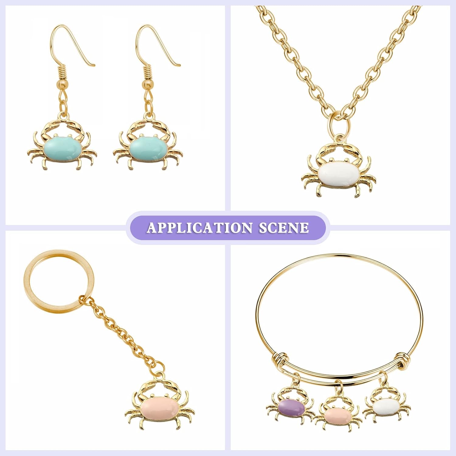 Ornazy 40 pcs 4 Colors Enamel Summer Charms Colorful Sea Food Ocean Animal Charms Mini Marine Life Crab Charms for Jewelry Making Earrings Necklace Bracelet - Image 5