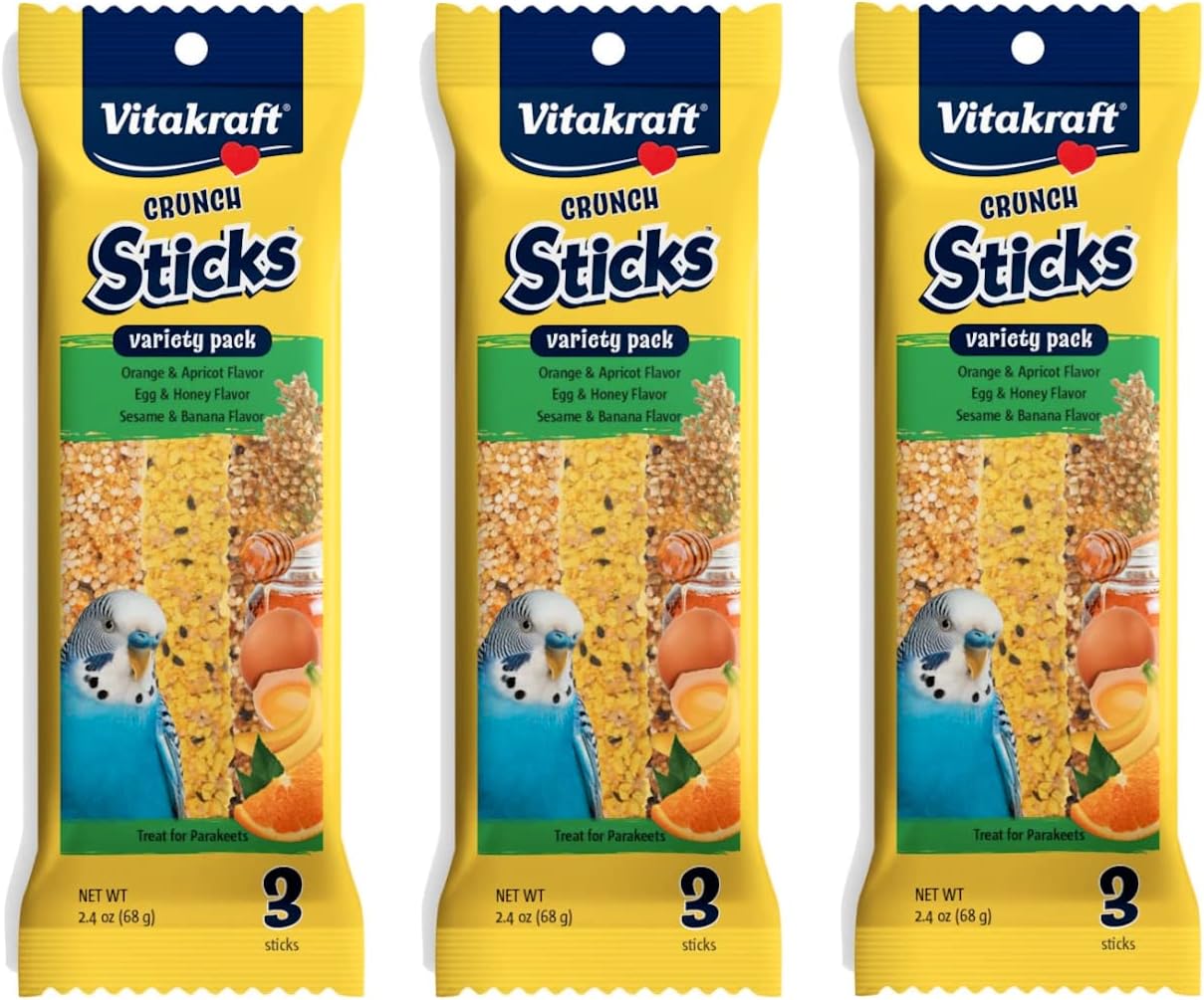 VitaKraft Kracker Crunch Treat Sticks Variety Pack for Parakeets - 3 PACK