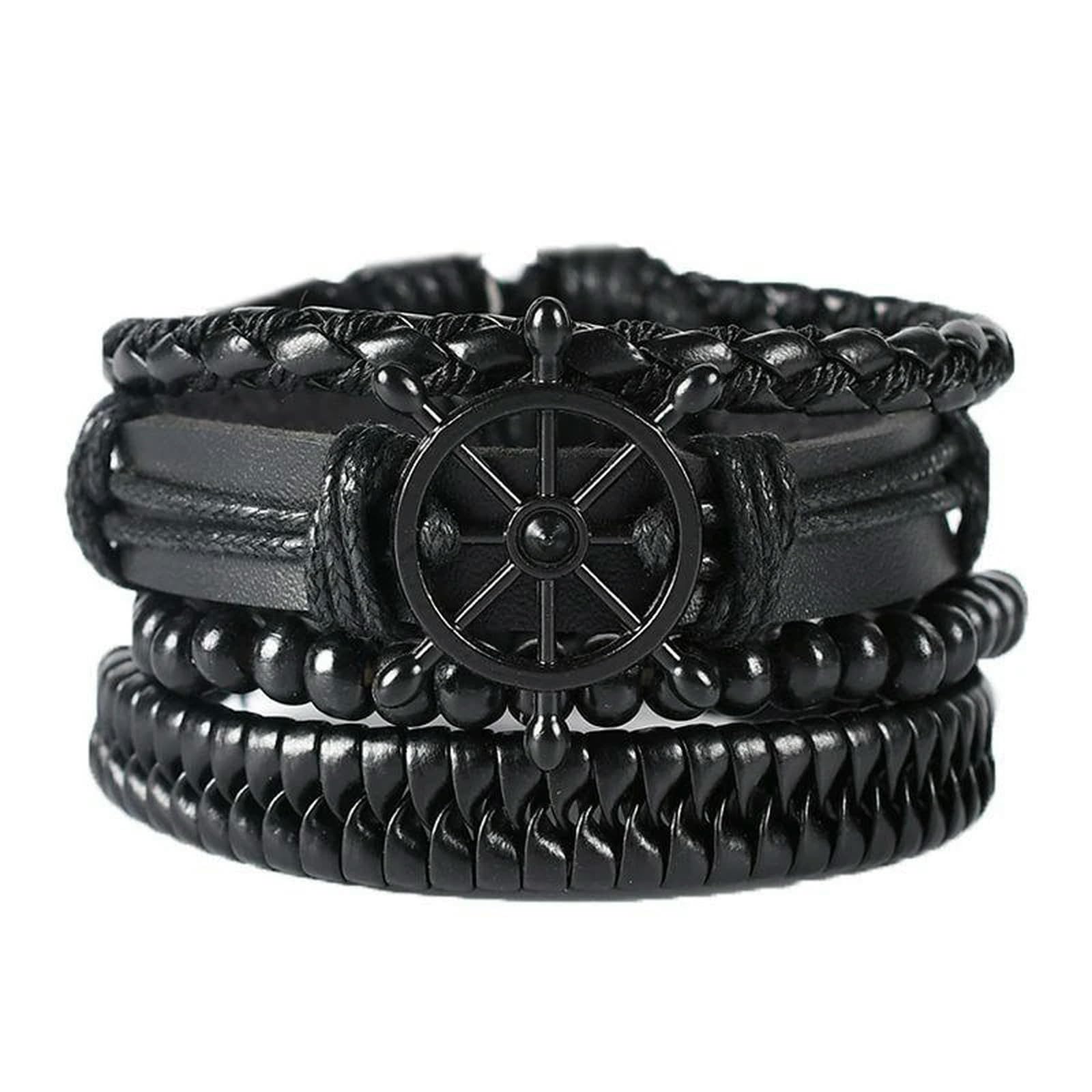 XYNSNDB Pulsera Trenzada de Cuero para Hombre