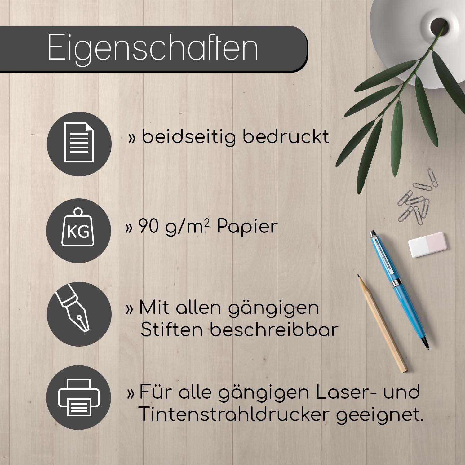 Papier A Lettre Papier à Lettre Motif Plage A4 - Lot 50 Feuilles - 90g/m² - Impression Recto - Vacances Papier écriture A4