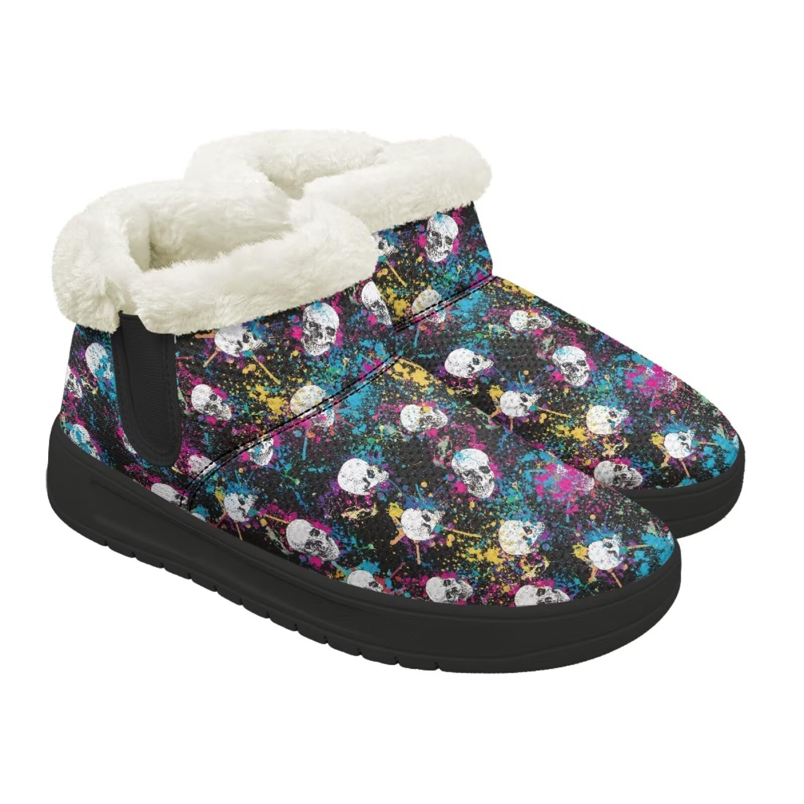 Fur Lining Winter Boots for Women Toe Box Snow Booties with Padding Fleece Lining for Fishing Hunting