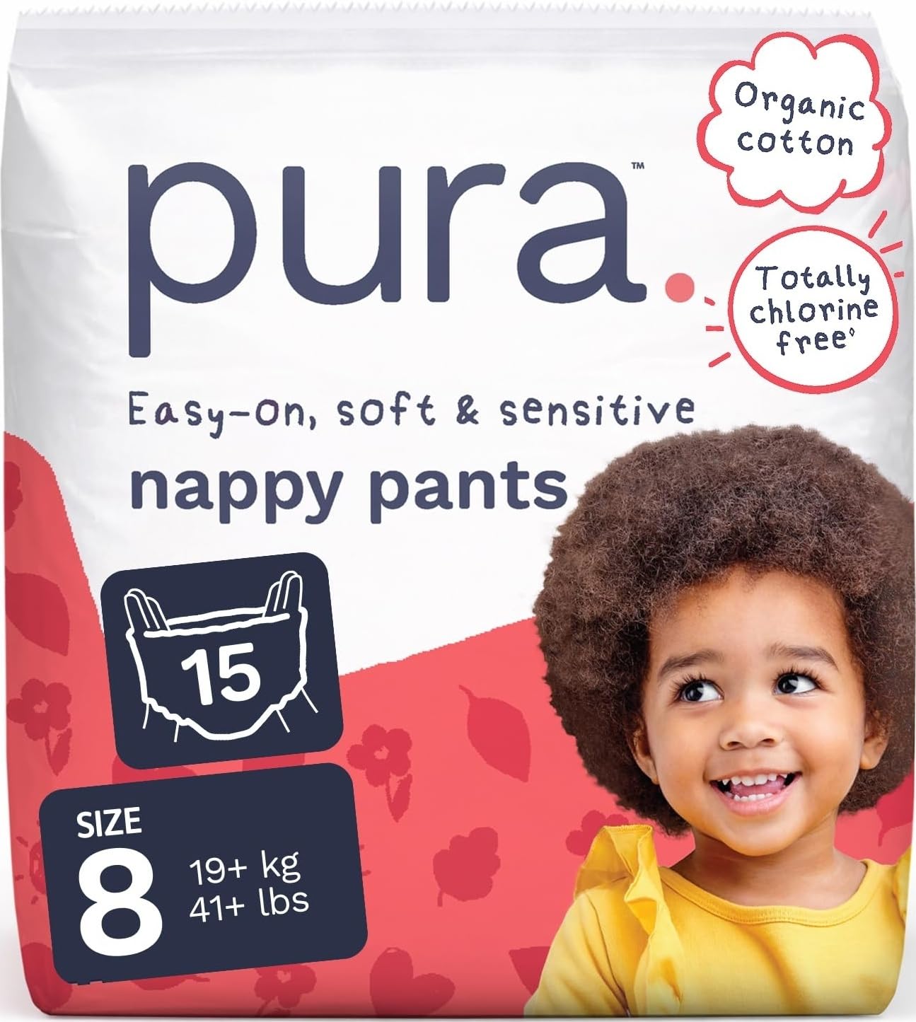 Pura Nappy Pants Size 8 (19kg+) 15 Count Sensitive Skin